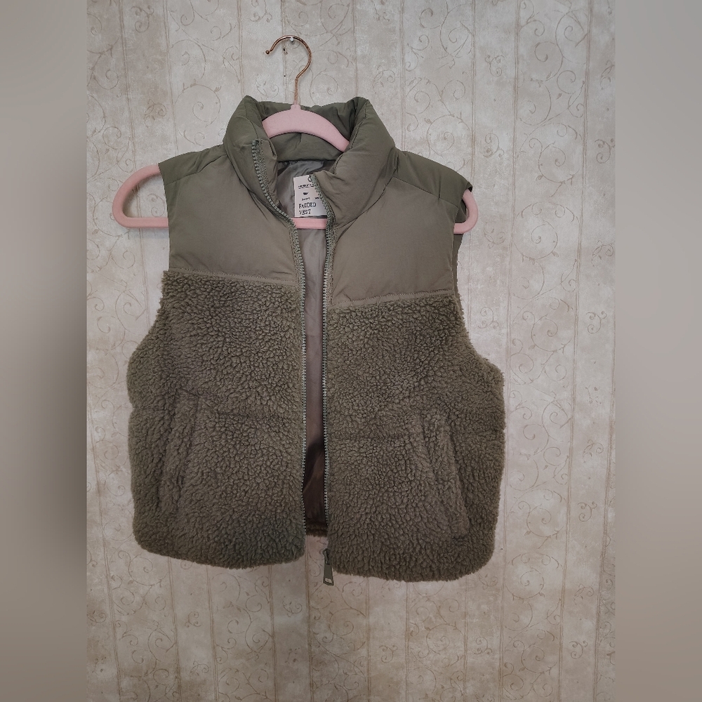 Olive Green Sherpa Vest